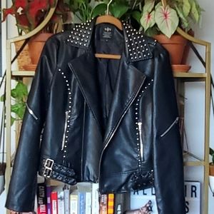 Vegan leather studded jacket
